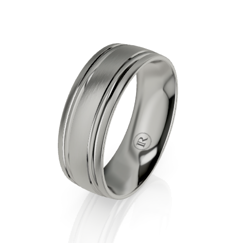 Twin Groove Domed Wedding Ring