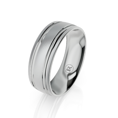 Twin Groove Domed Wedding Ring