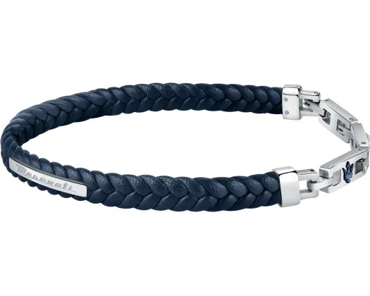 Maserati -Plaited Blue Leather Bracelet
