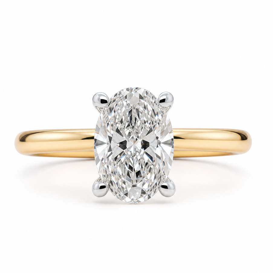 Jade | 1.03ct Oval Cut Lab Grown Diamond Solitaire Engagement Ring | 18ct Yellow & White Gold