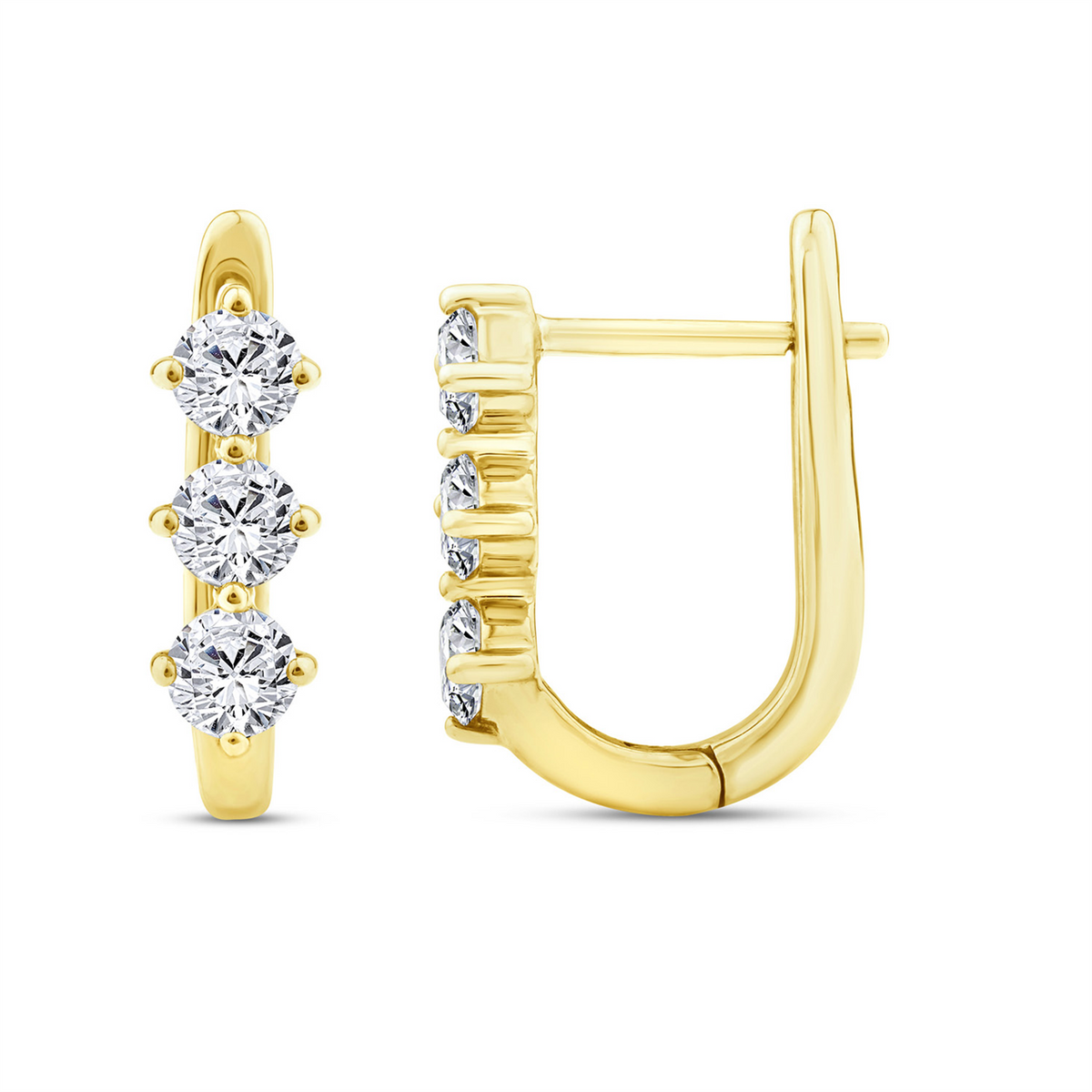 Lab Grown Diamond Trio Huggie Hoop Earrings | 0.60ct F/VS | 9ct Yellow Gold