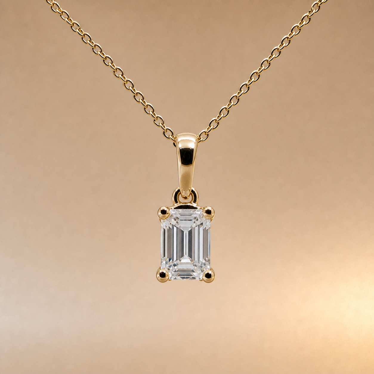 Lab Grown 1.00ct Emerald cut diamond pendant