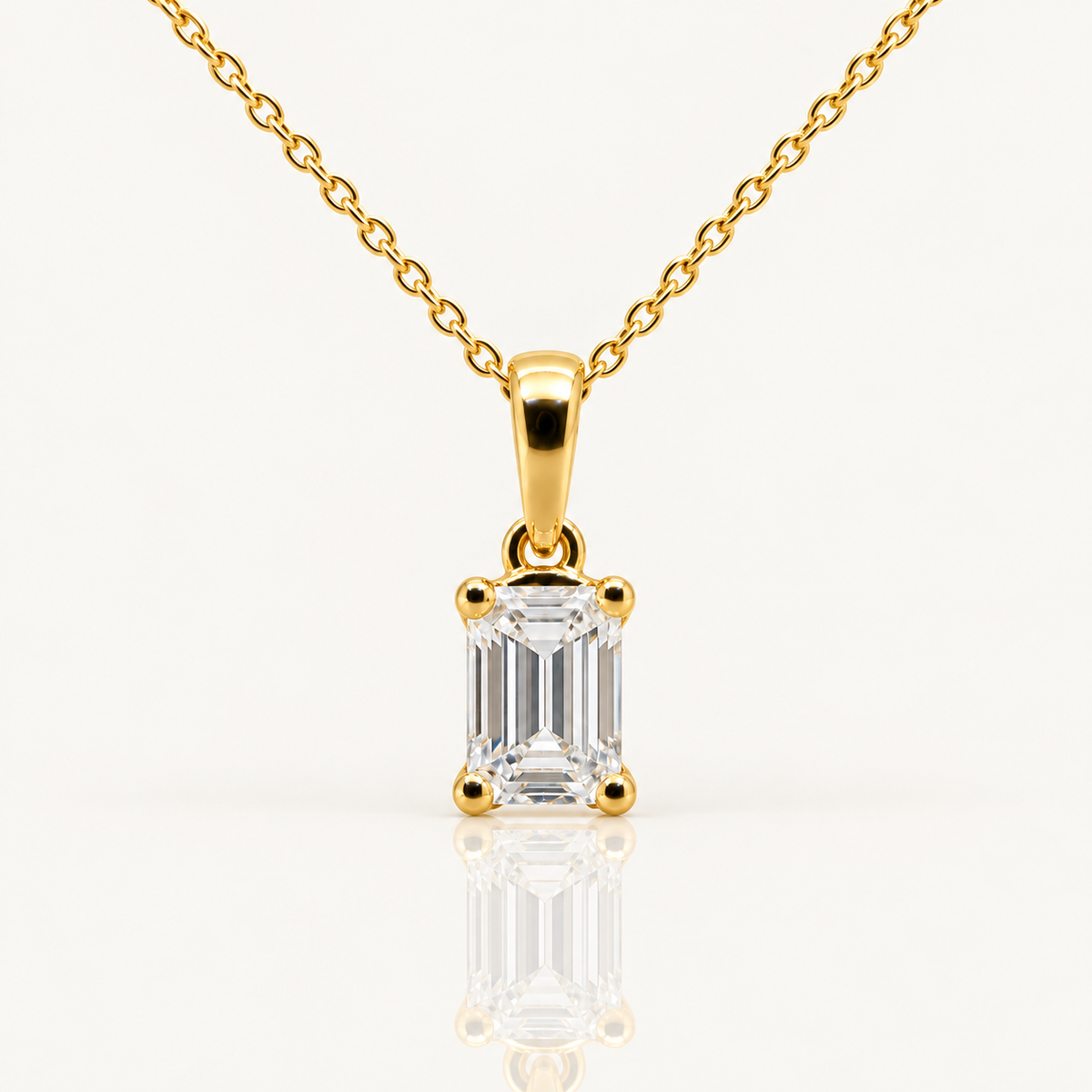 Lab Grown Emerald Cut Diamond Pendant | 1.00ct D/VS2 | 18ct Yellow Gold