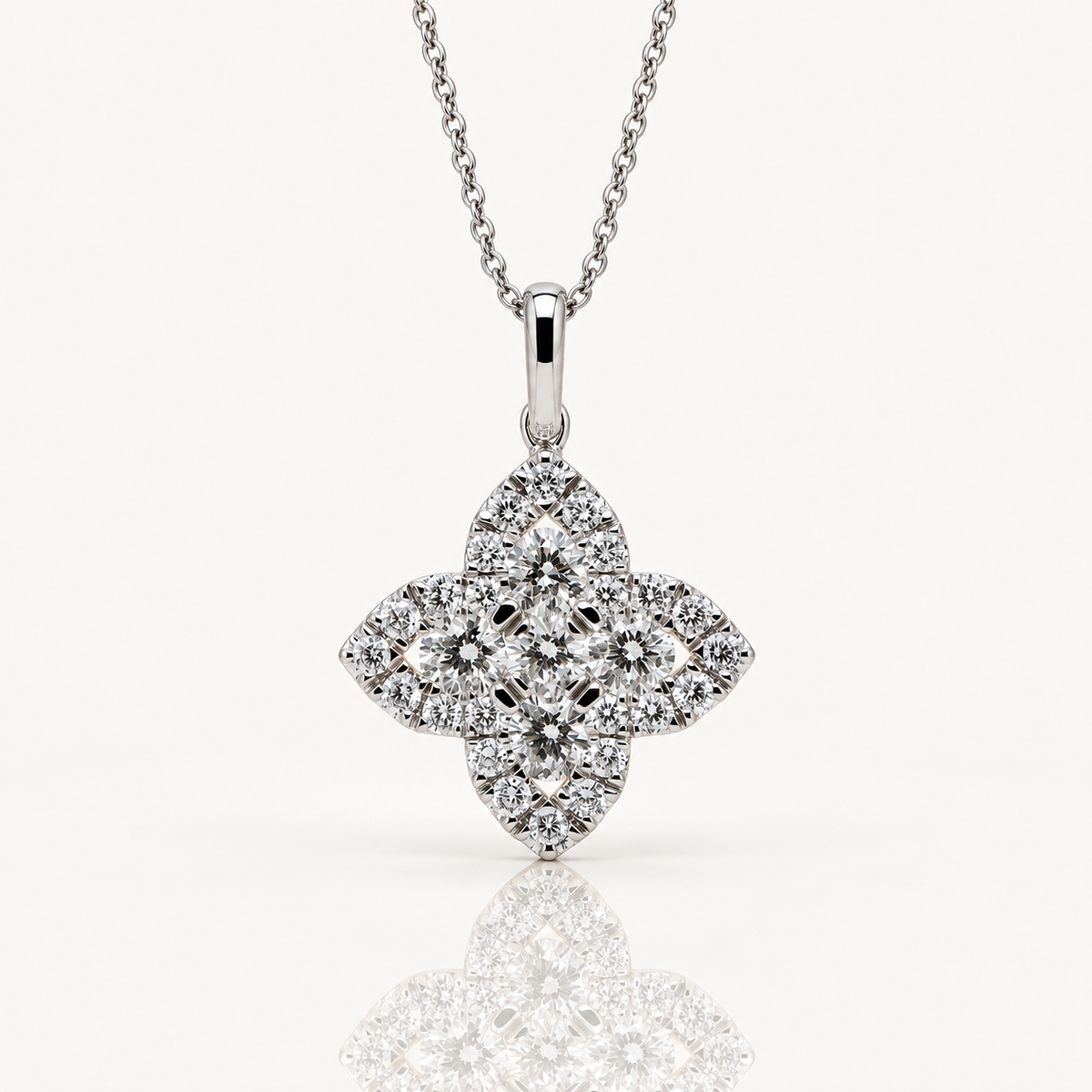 Lab Grown Diamond Flower Pendant | 0.60ct | 9ct White Gold