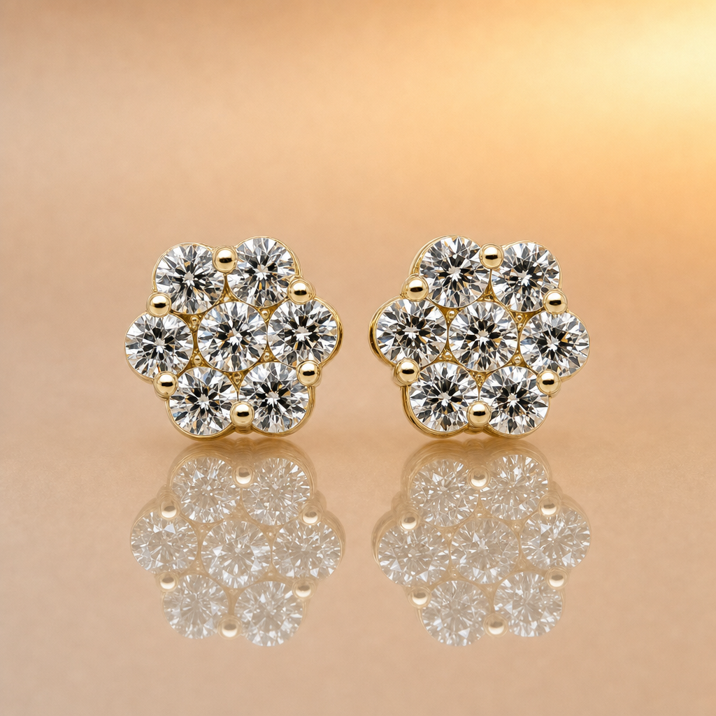 Lab Grown diamond cluster earrings