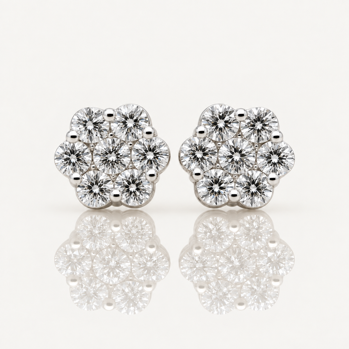 Lab Grown Diamond Cluster Stud Earrings | 0.50ct F/VS | 9ct White or Yellow Gold