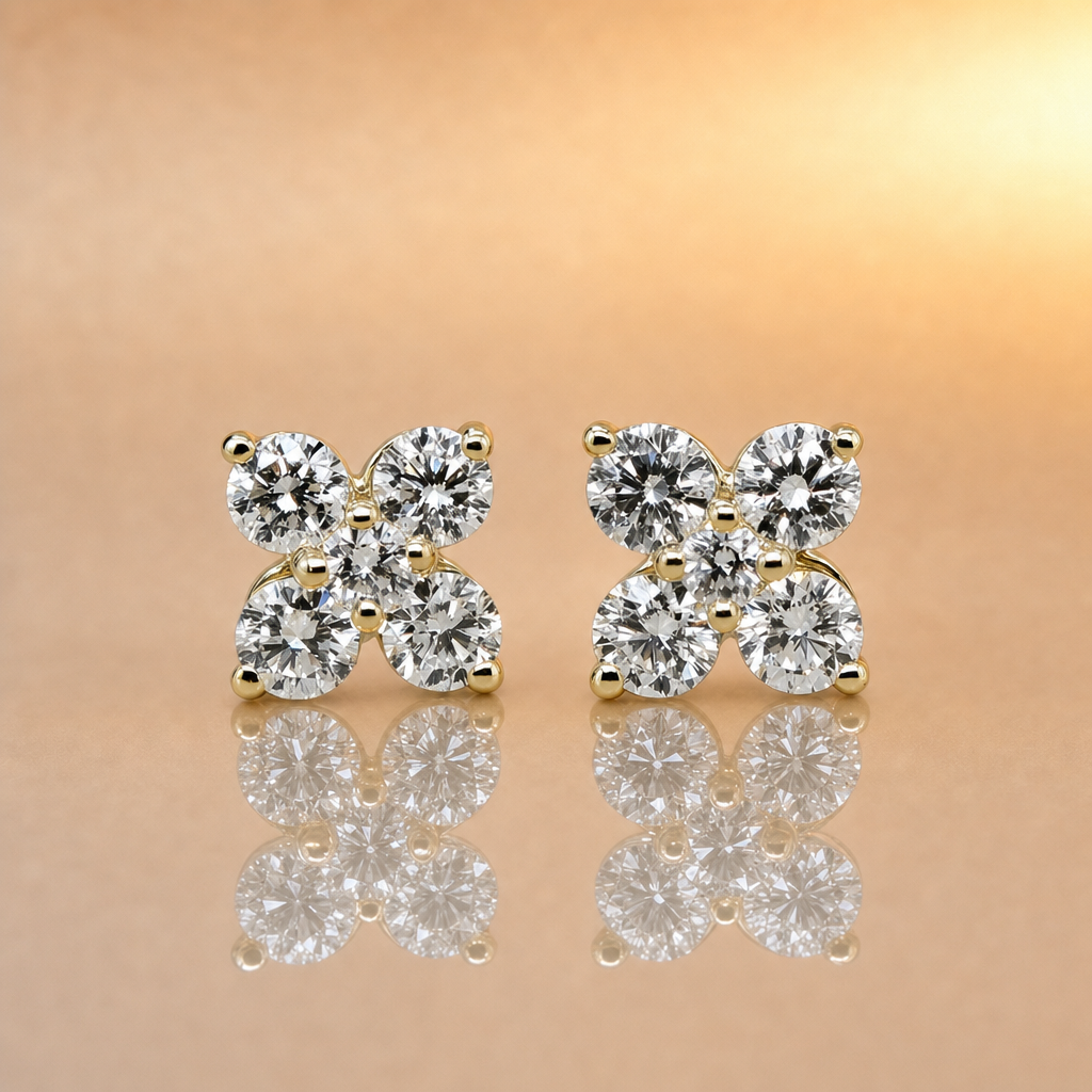 Lab Grown diamond flower earrings