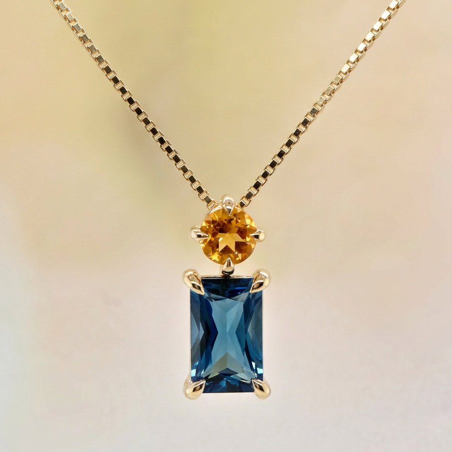 London Blue Topaz & Citrine Pendant