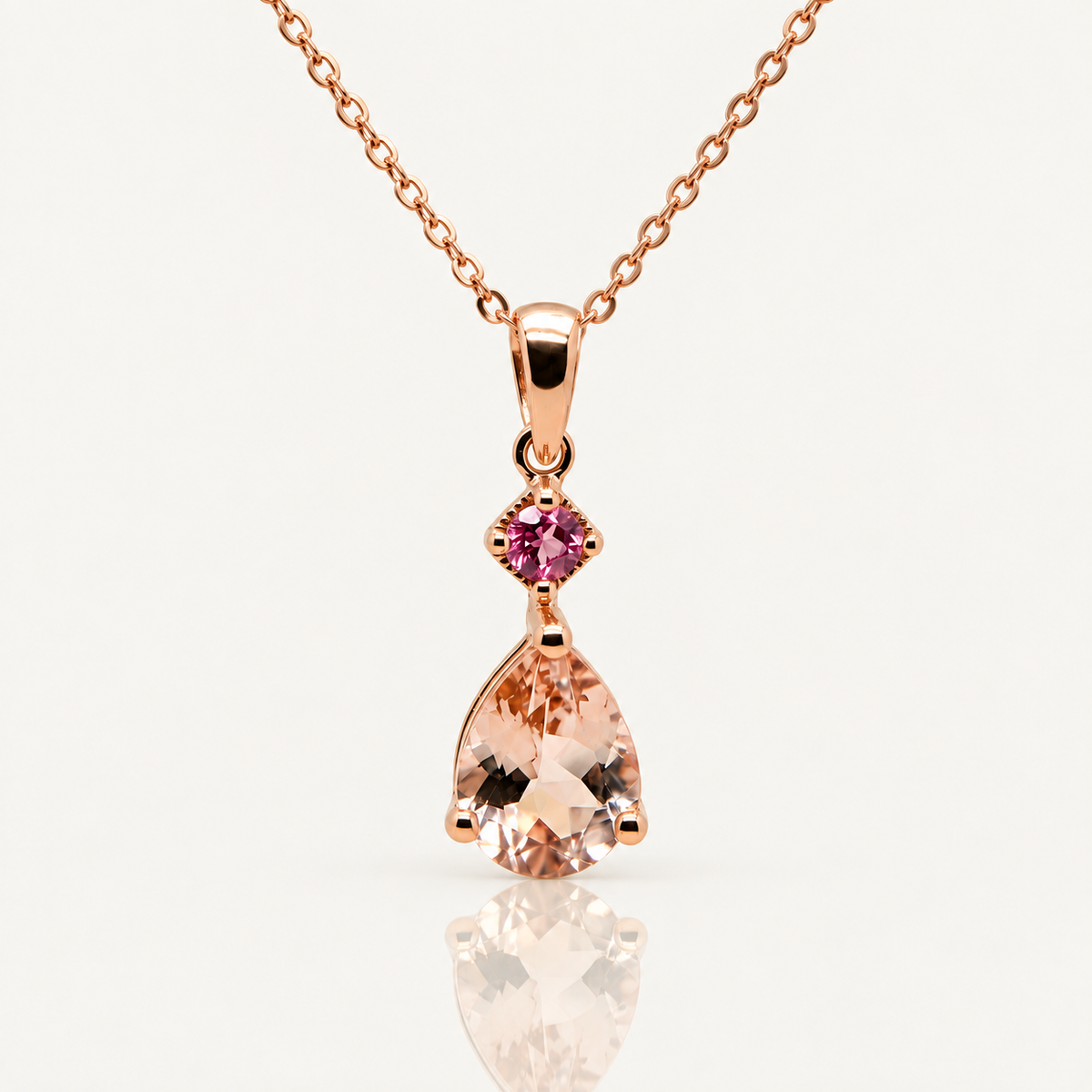 Morganite & Pink Tourmaline Pendant | 9ct Rose Gold