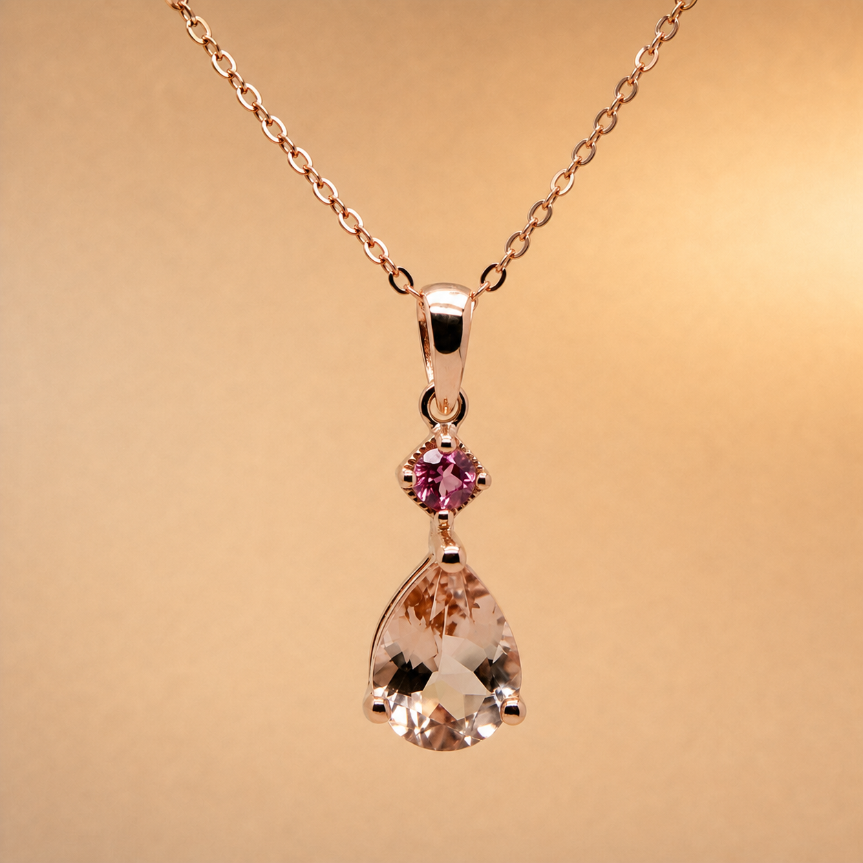 Morganite & Tourmaline pendant