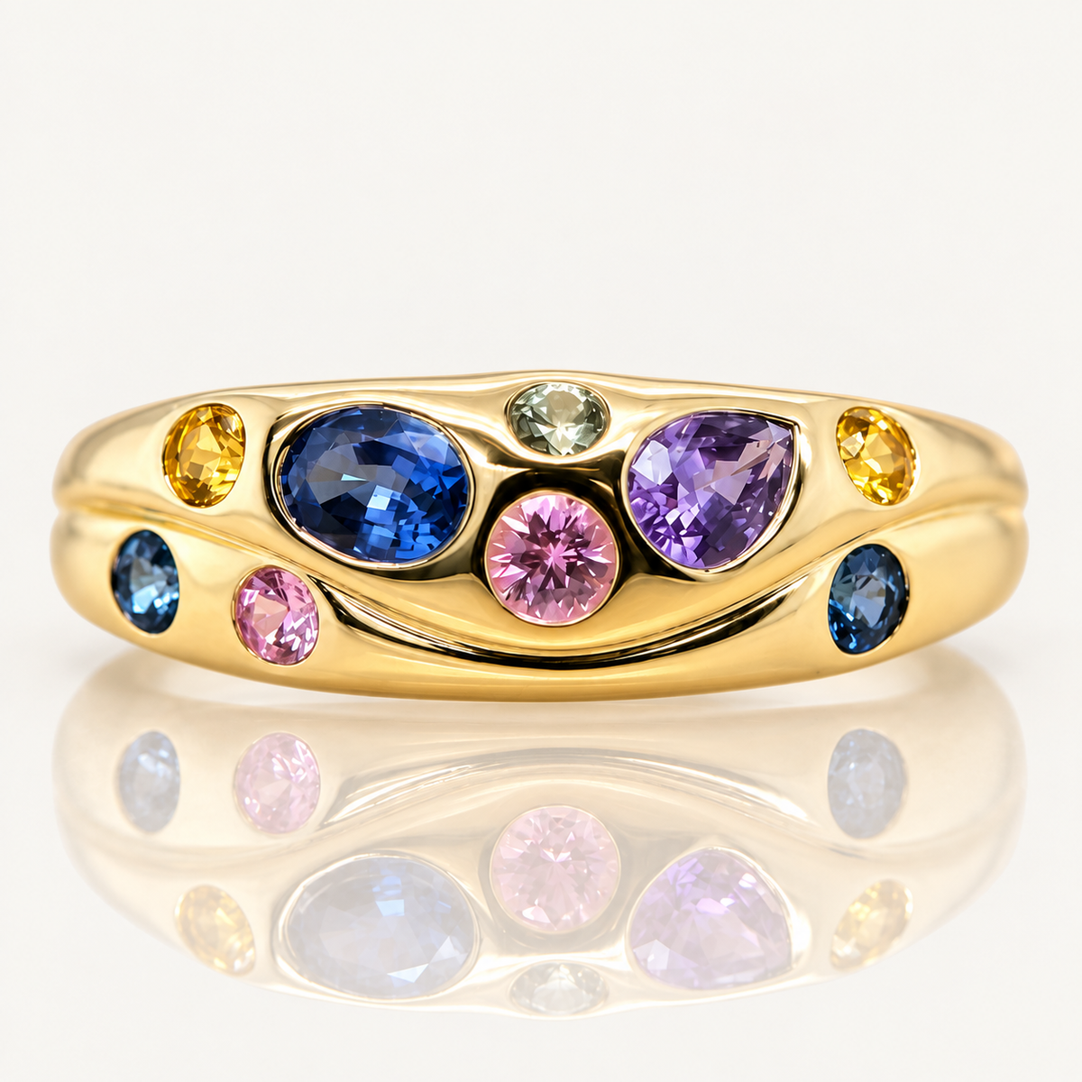 Multi-Colour Sapphire Ring | 9ct Yellow Gold