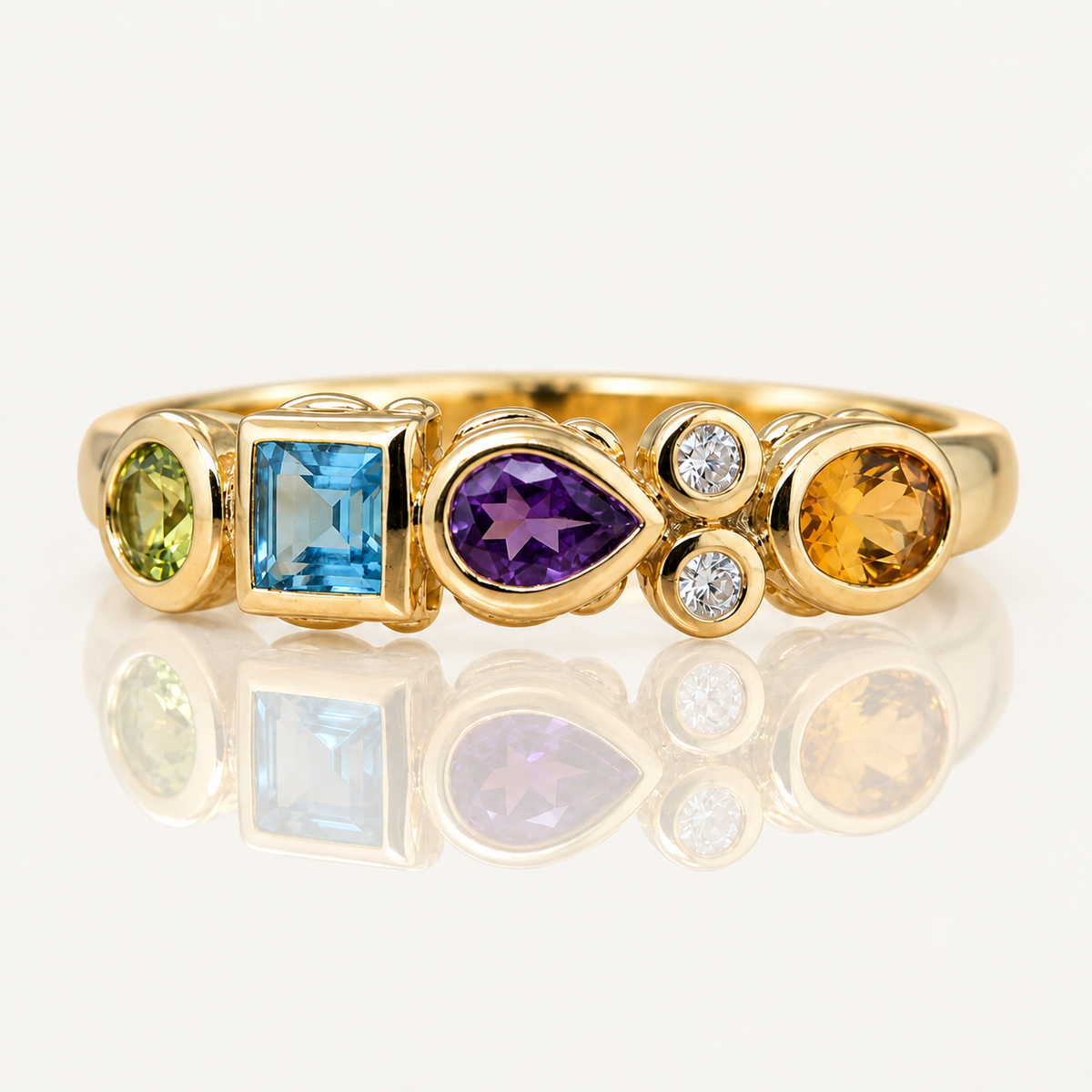 Multi-Stone Rainbow Band | 9ct Yellow Gold