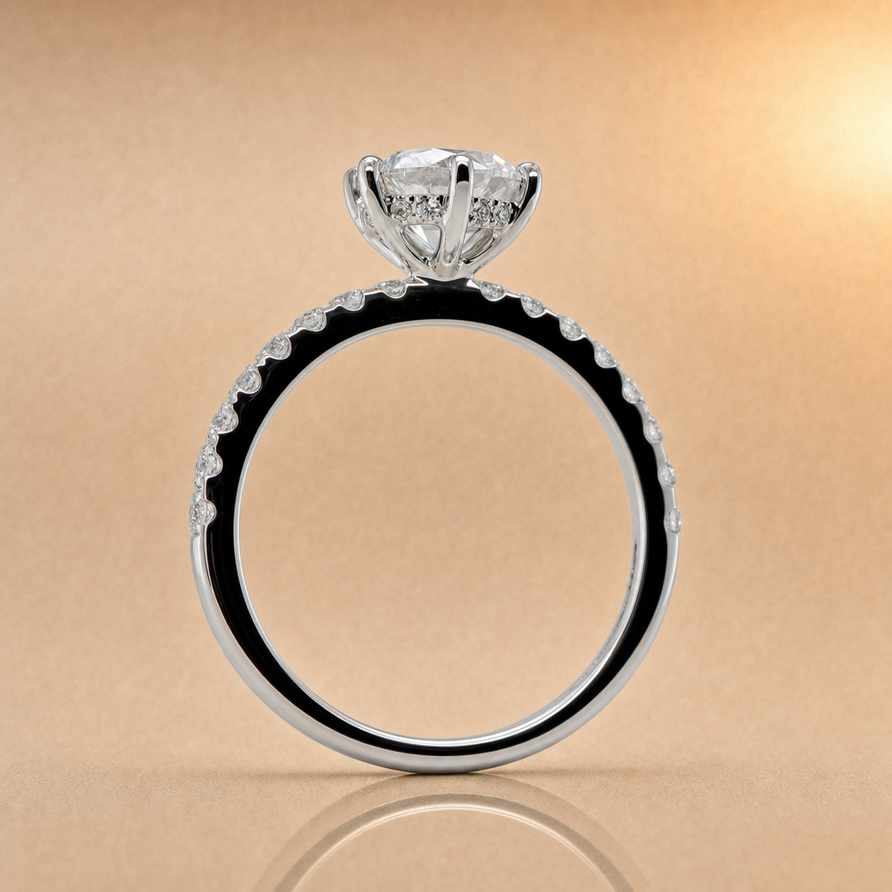 Dana | 1.50ct Round Brilliant Lab Grown Diamond Engagement Ring | Hidden Halo & Diamond Set Band | 18ct White Gold