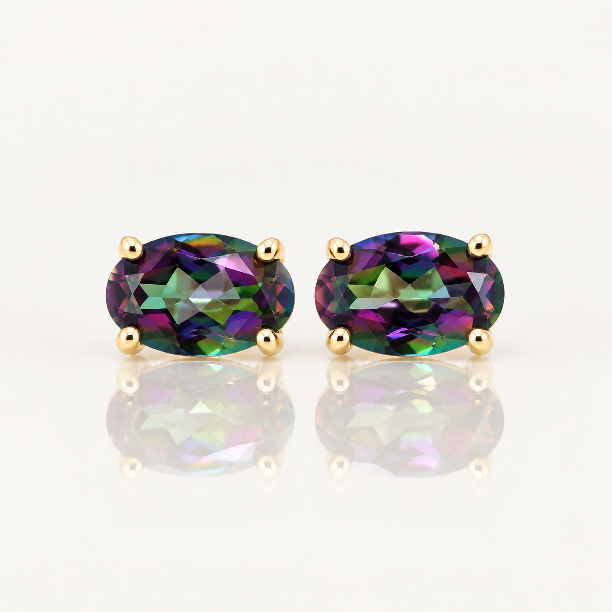 Oval Mystic Topaz Stud Earrings | 9ct Yellow Gold