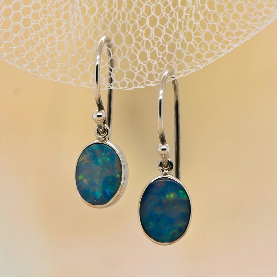 Oval Opal Hook earrings