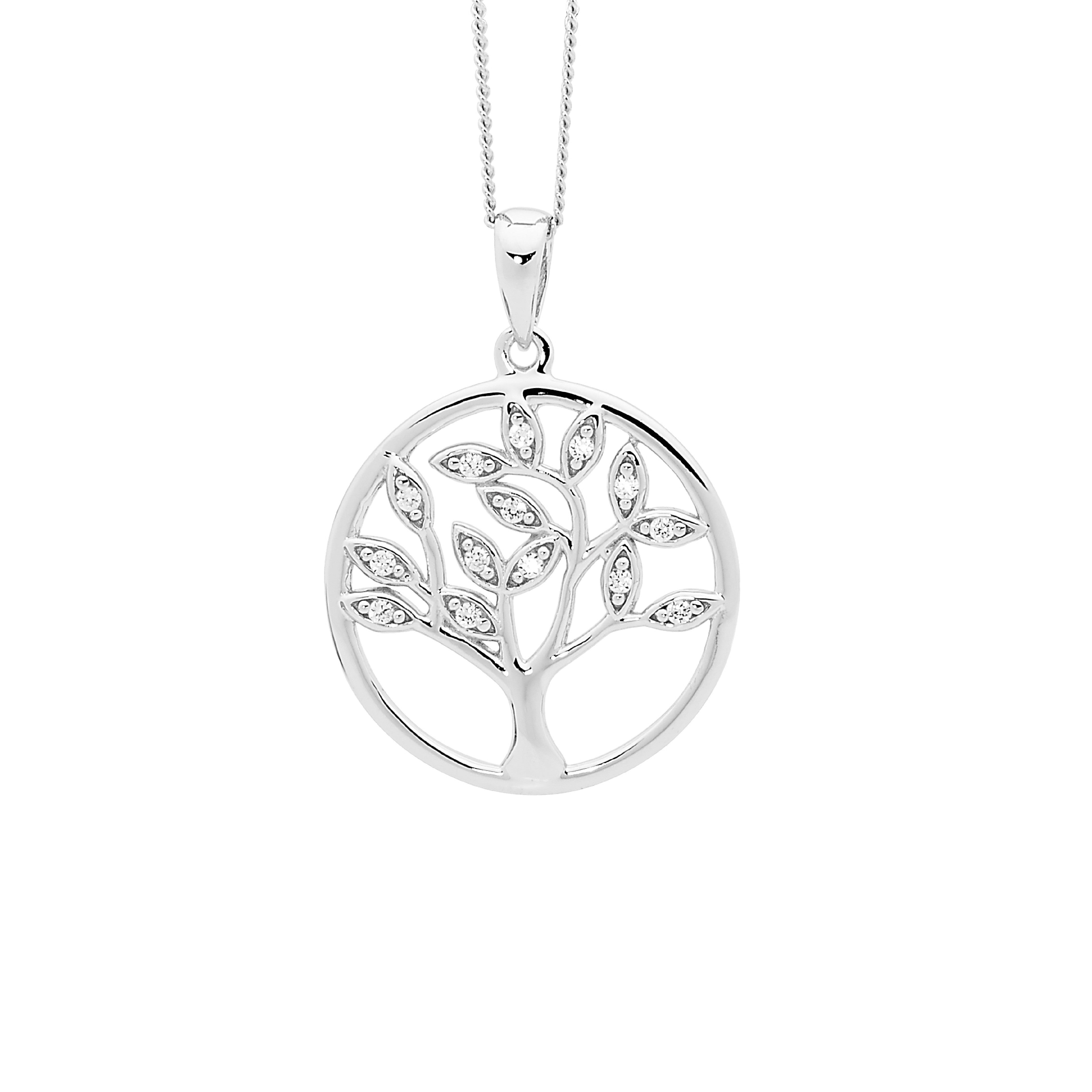 Zoe Austin - Sterling Silver CZ tree of life pendant on chain