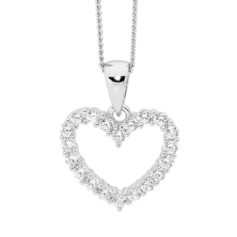 Zoe Austin - Sterling Silver CZ Open Heart pendant