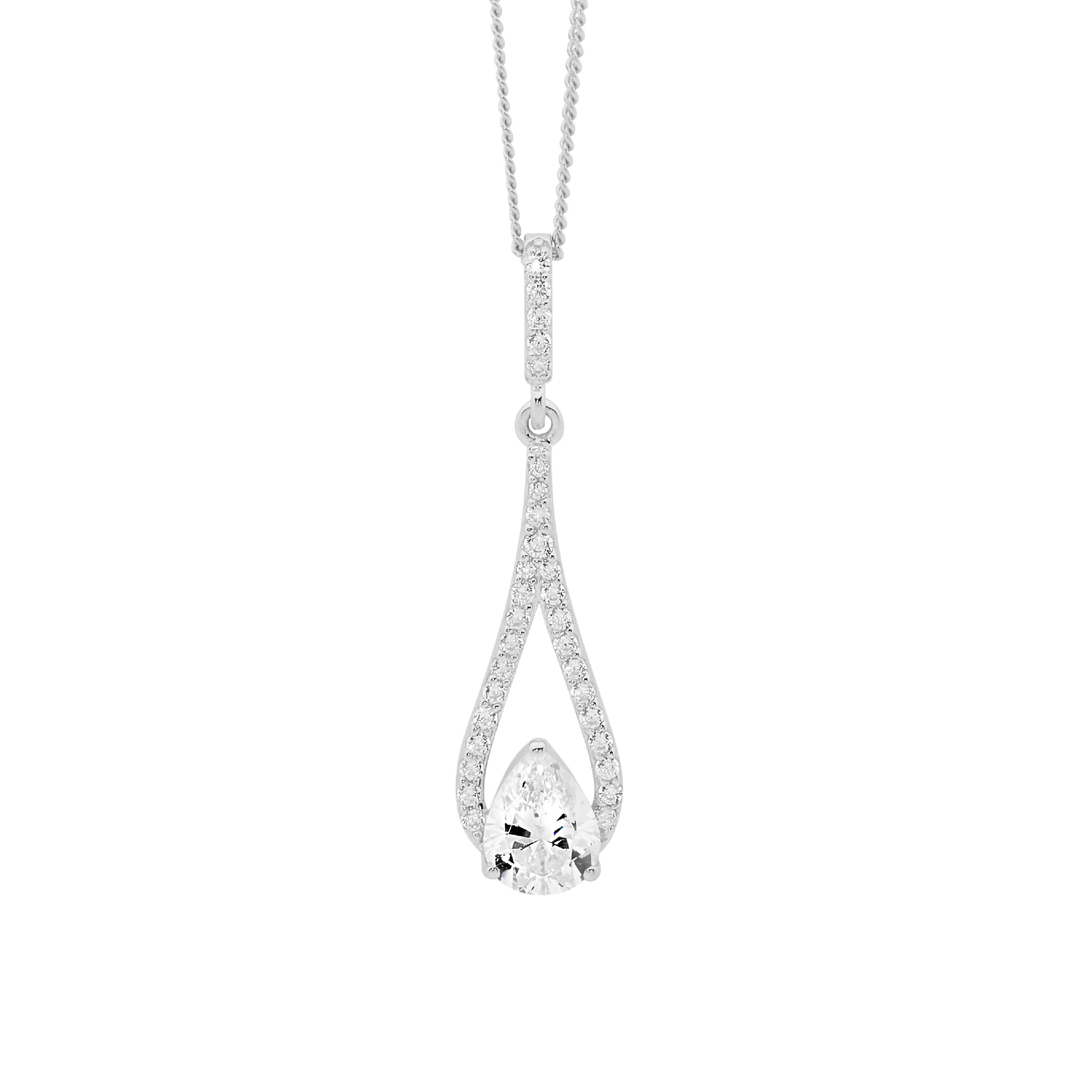 Zoe Austin - Sterling Silver CZ teardrop pendant