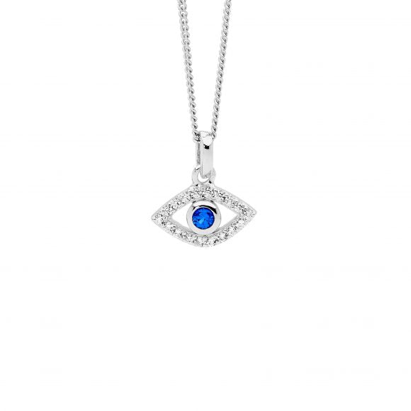 Zoe Austin - Sterling Silver evil eye pendant on chain