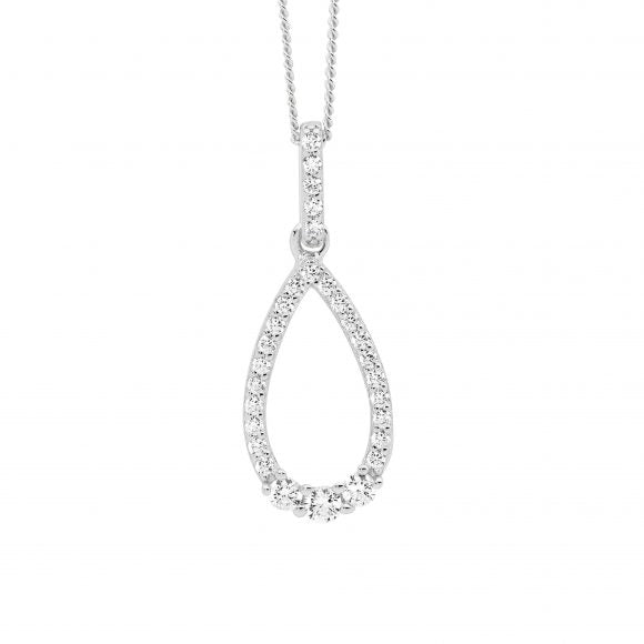 Zoe Austin - Sterling Silver CZ Open tear drop pendant