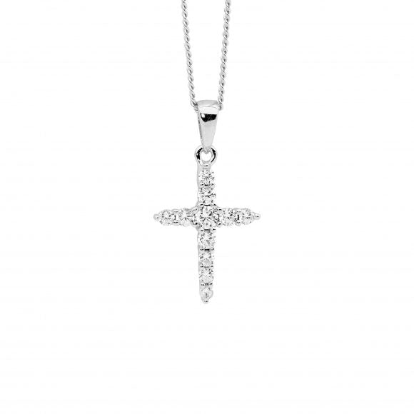 Zoe Austin - Sterling Silver cz set cross on chain