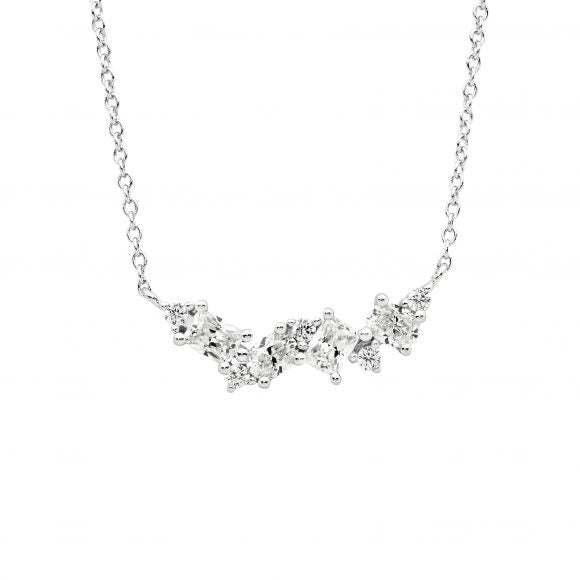 Zoe Austin - Sterling Silver CZ cluster necklet