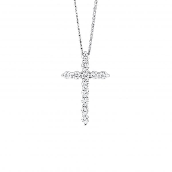 Zoe Austin - Sterling Silver cz set cross on chain