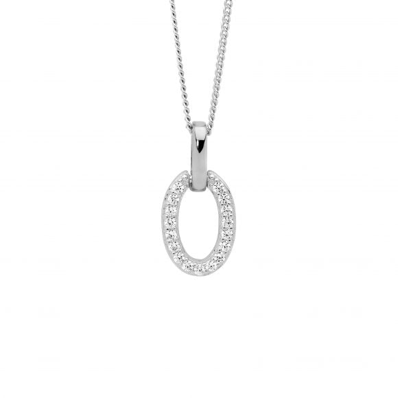 Zoe Austin - Sterling Silver open oval CZ pendant