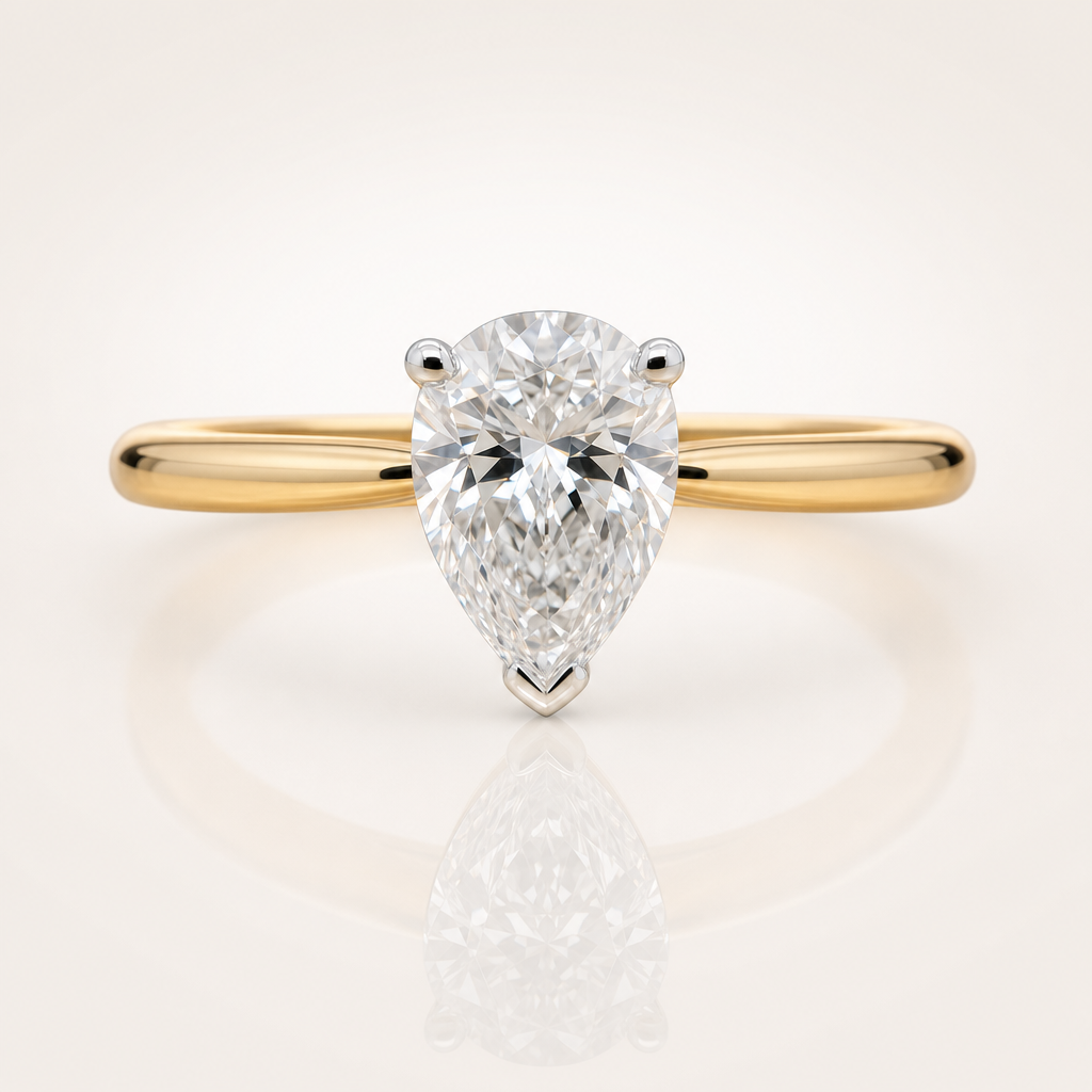 Tiana | 1.07ct Pear Cut Lab Grown Diamond Solitaire Engagement Ring | 18ct Yellow & White Gold