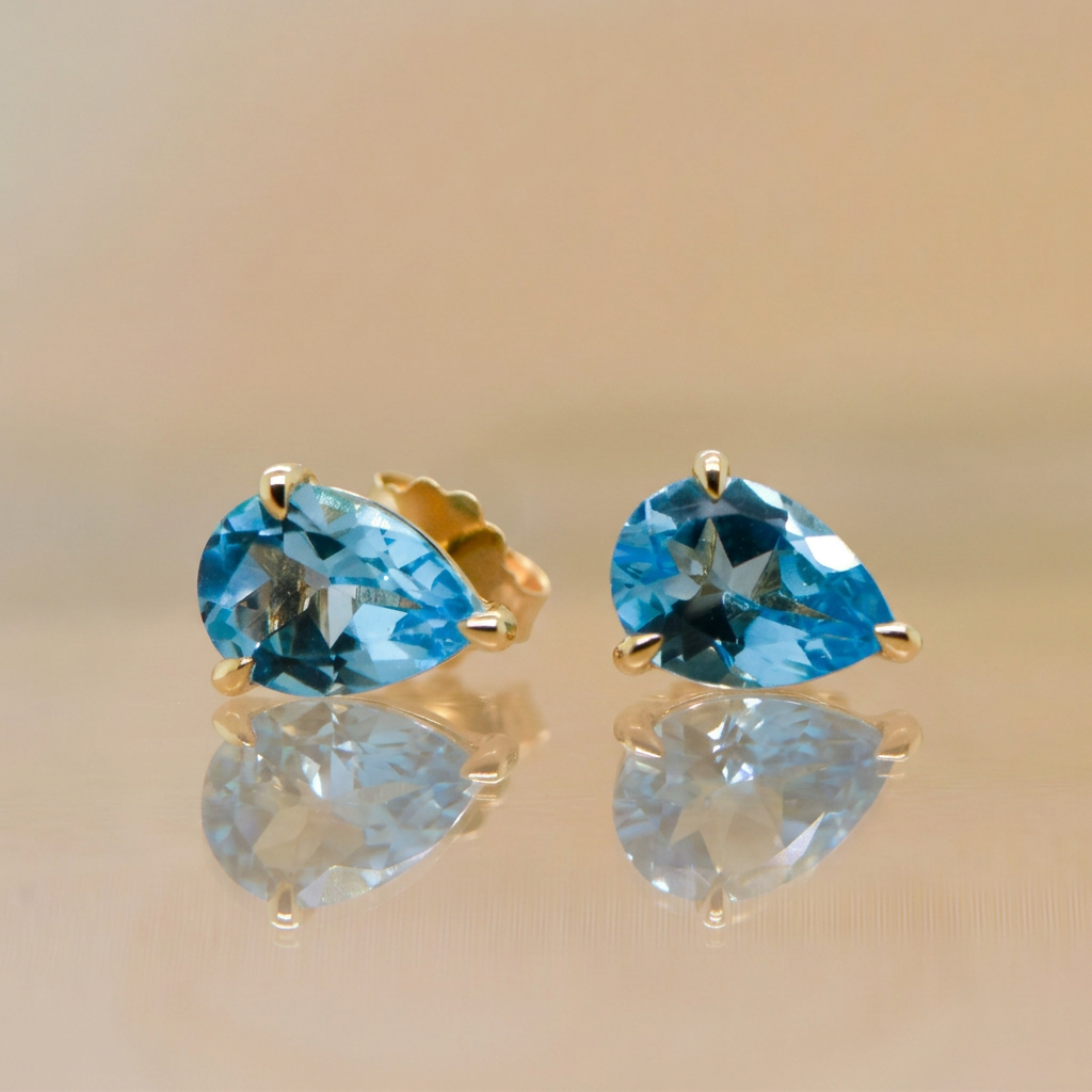 Pear cut Blue Topaz Earrings