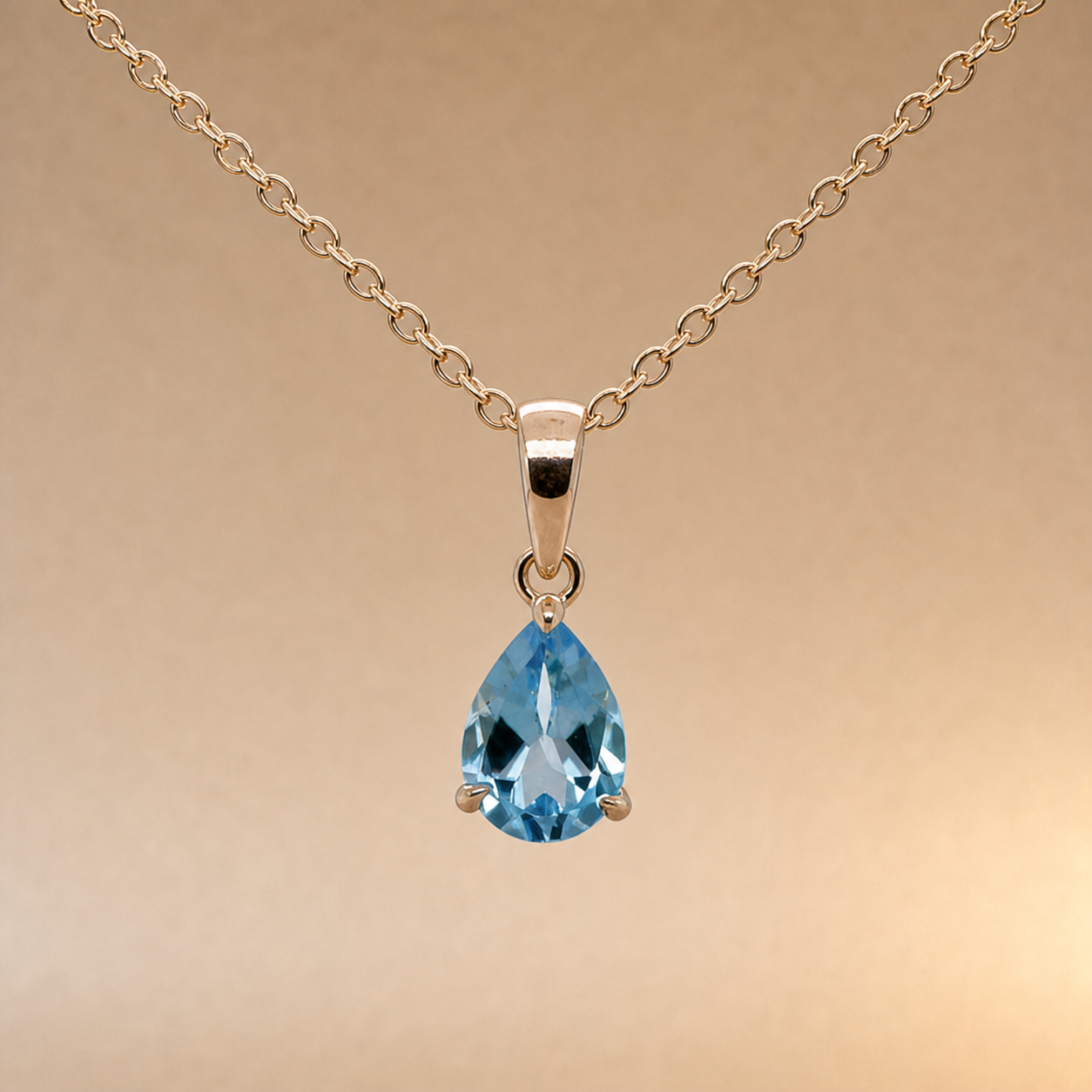 Pear cut Blue Topaz penant