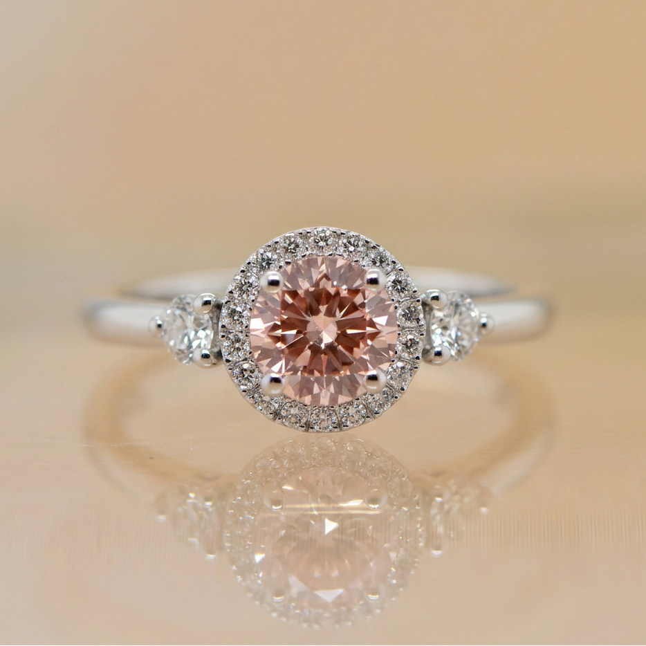 Lab Grown Pink Diamond Halo