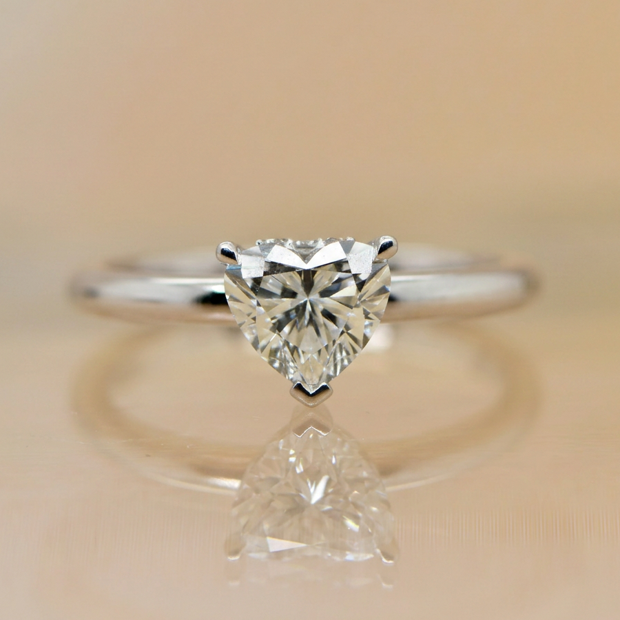 Poppy | 1.01ct Heart Cut Lab Grown Diamond Solitaire Engagement Ring | Hidden Halo | 18ct White Gold