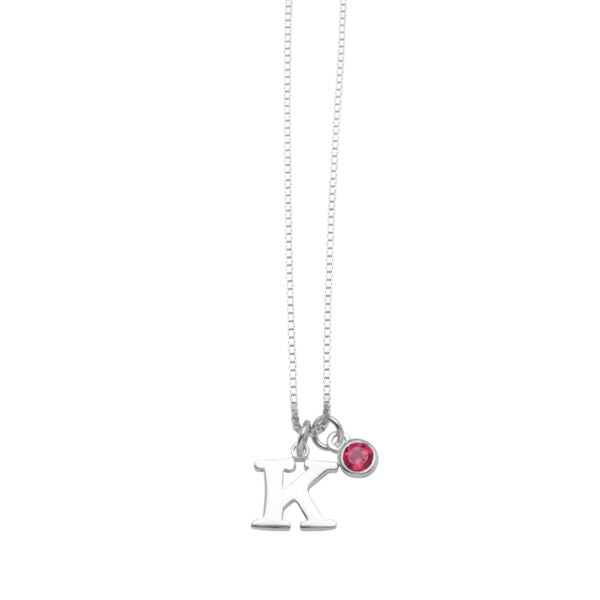 Von Treskow - BOX CHAIN NECKLACE WITH VT MINI HEART & BIRTHSTONE CHARM