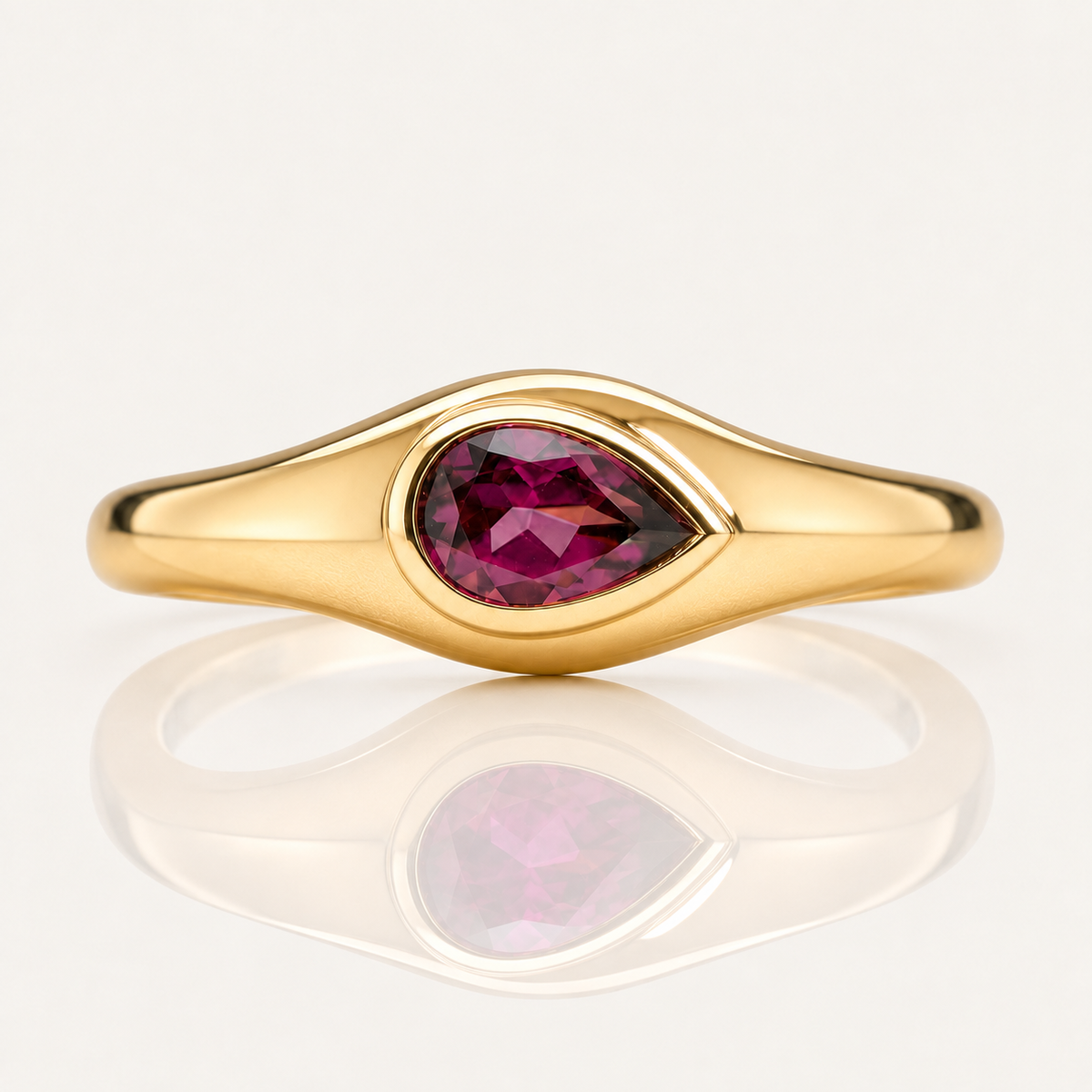 Rhodolite Garnet Ring | Pear Cut | 9ct Yellow Gold