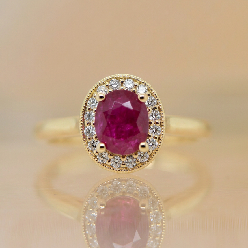 Ruby & Diamond Halo ring
