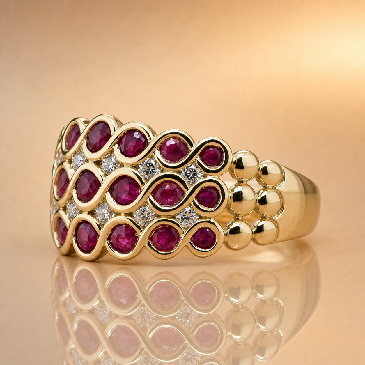 'Eva' Ruby & Diamond Wide Ring