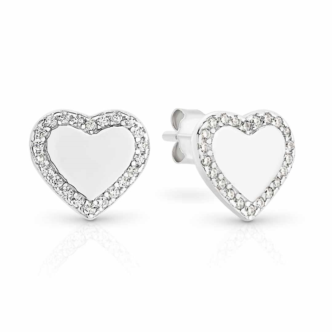Zoe Austin - Sterling Silver CZ heart earrings