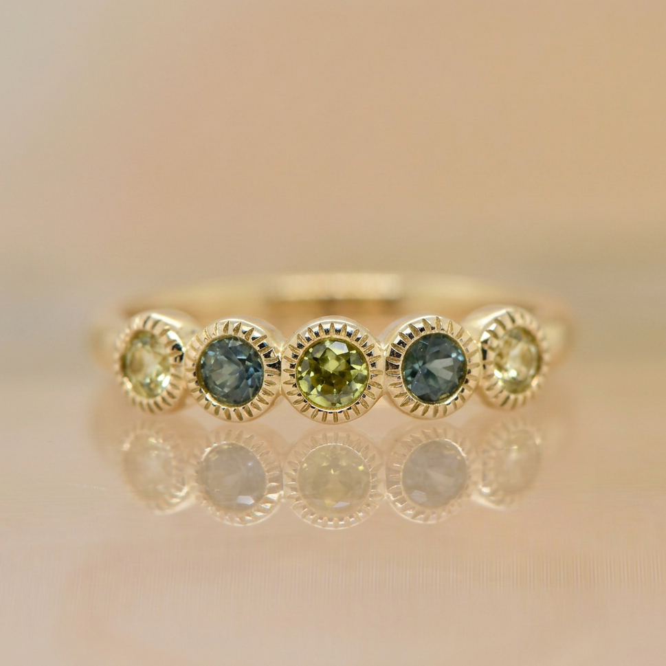 9ct Yellow Gold Australian Sapphire Five Stone Ring