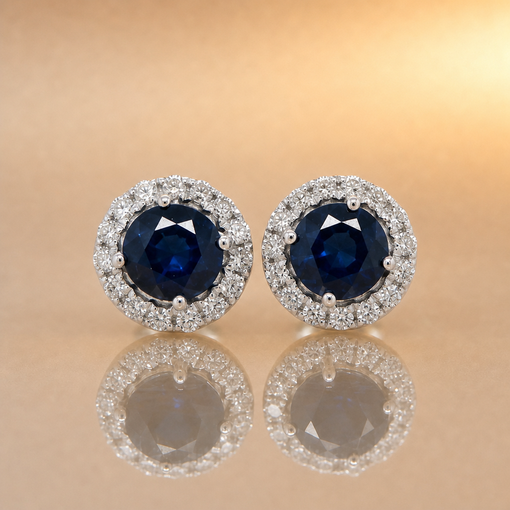 Sapphire & Diamond stud earrings