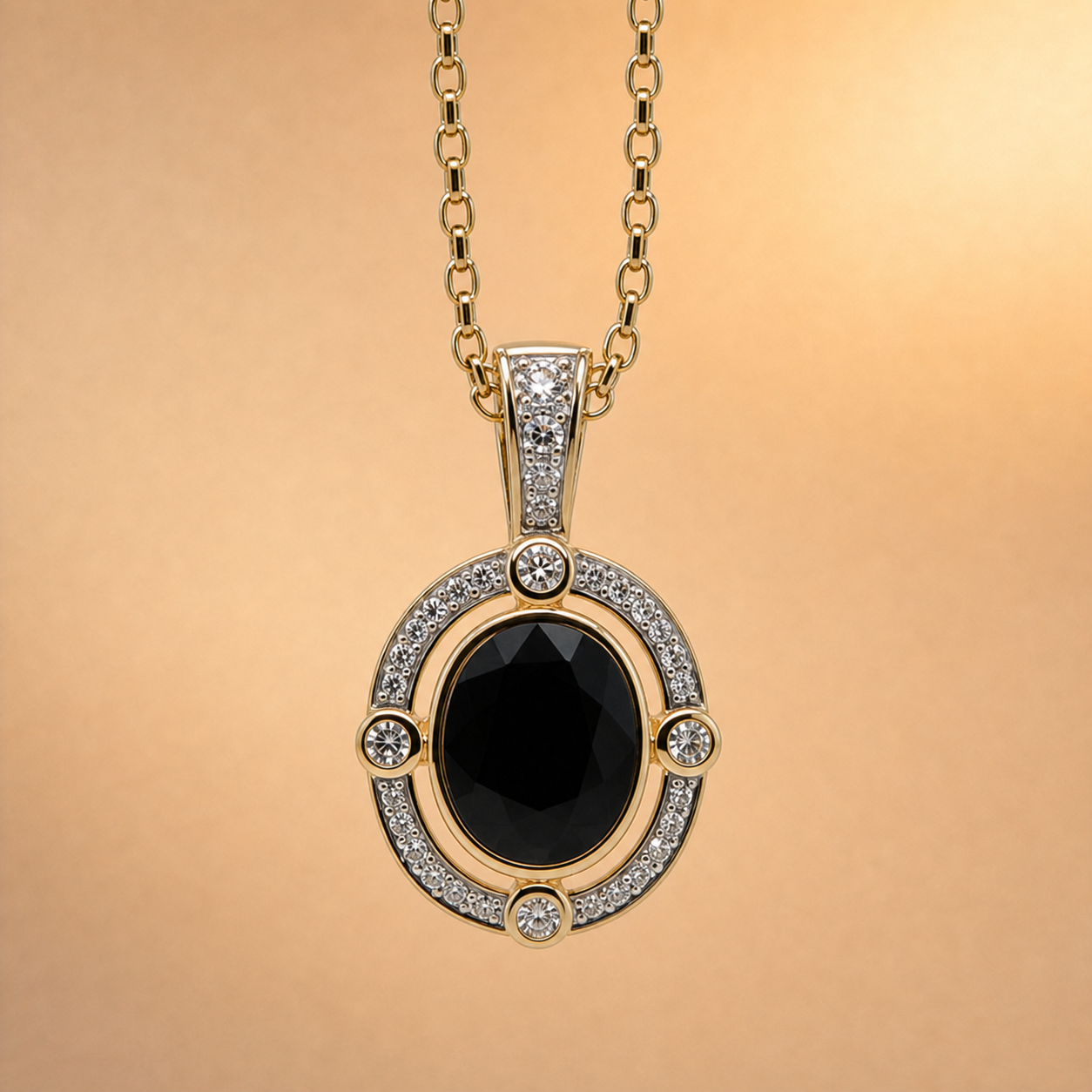 Natural Sapphire & Diamond Enhancer Pendant | 9ct Yellow Gold