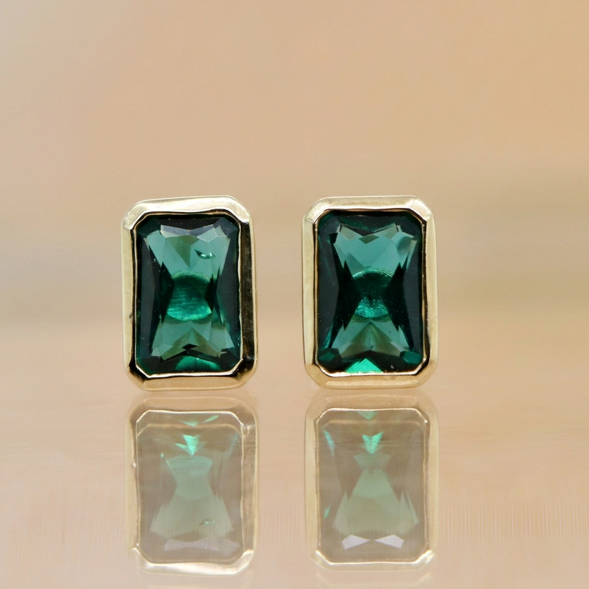 Emerald cut Emerald studs