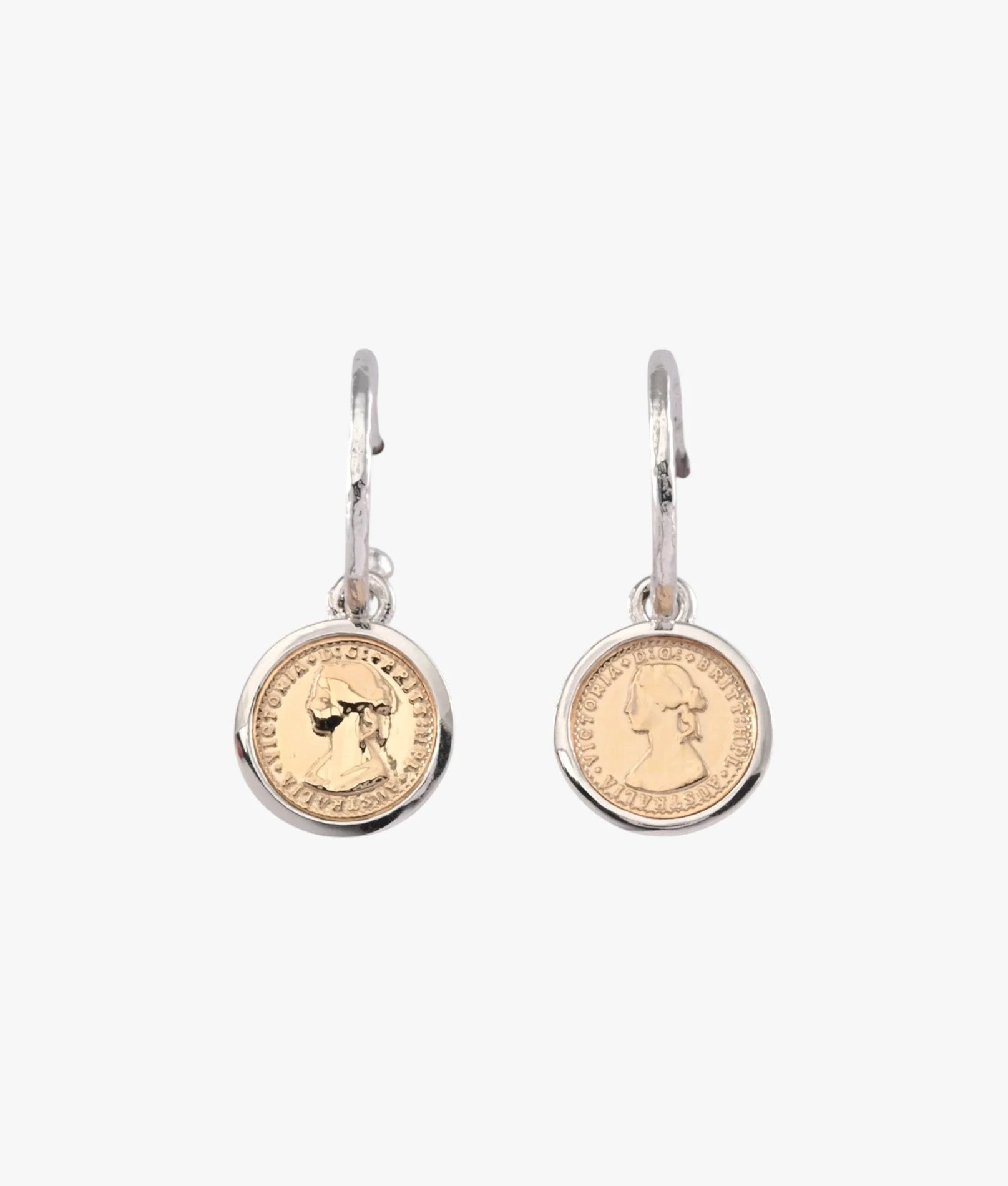 Von Treskow - Hammered Hoop Studs (10mm) with Micro Coins