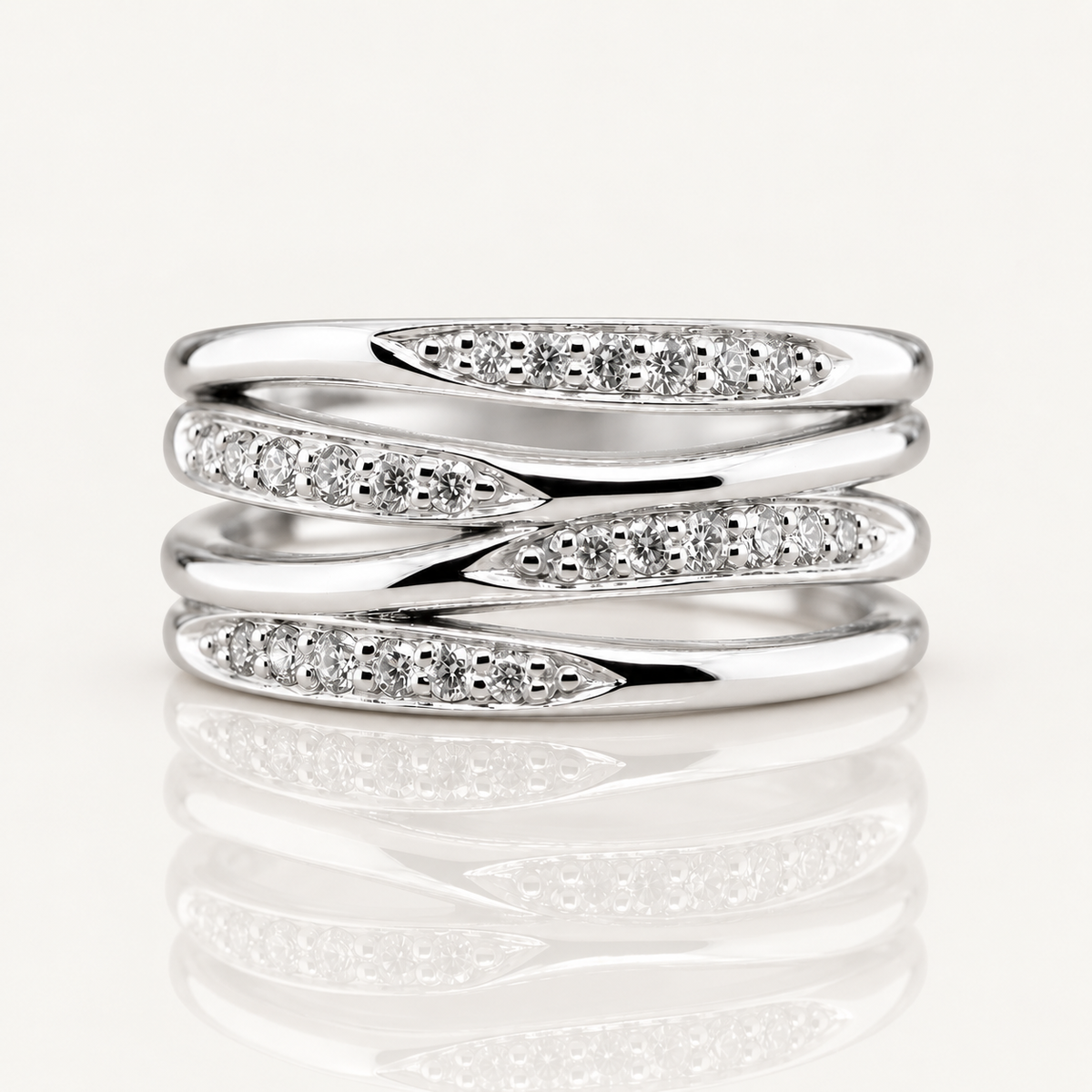 Tessa | Natural Diamond Wide Dress Ring | 9ct White Gold