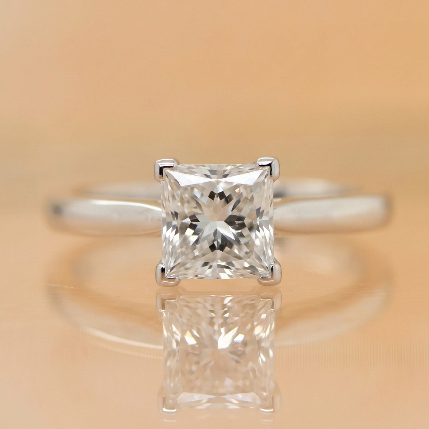 Tilly | 1.01ct Princess Cut Lab Grown Diamond Solitaire Engagement Ring | V-Claw Setting | 18ct White Gold
