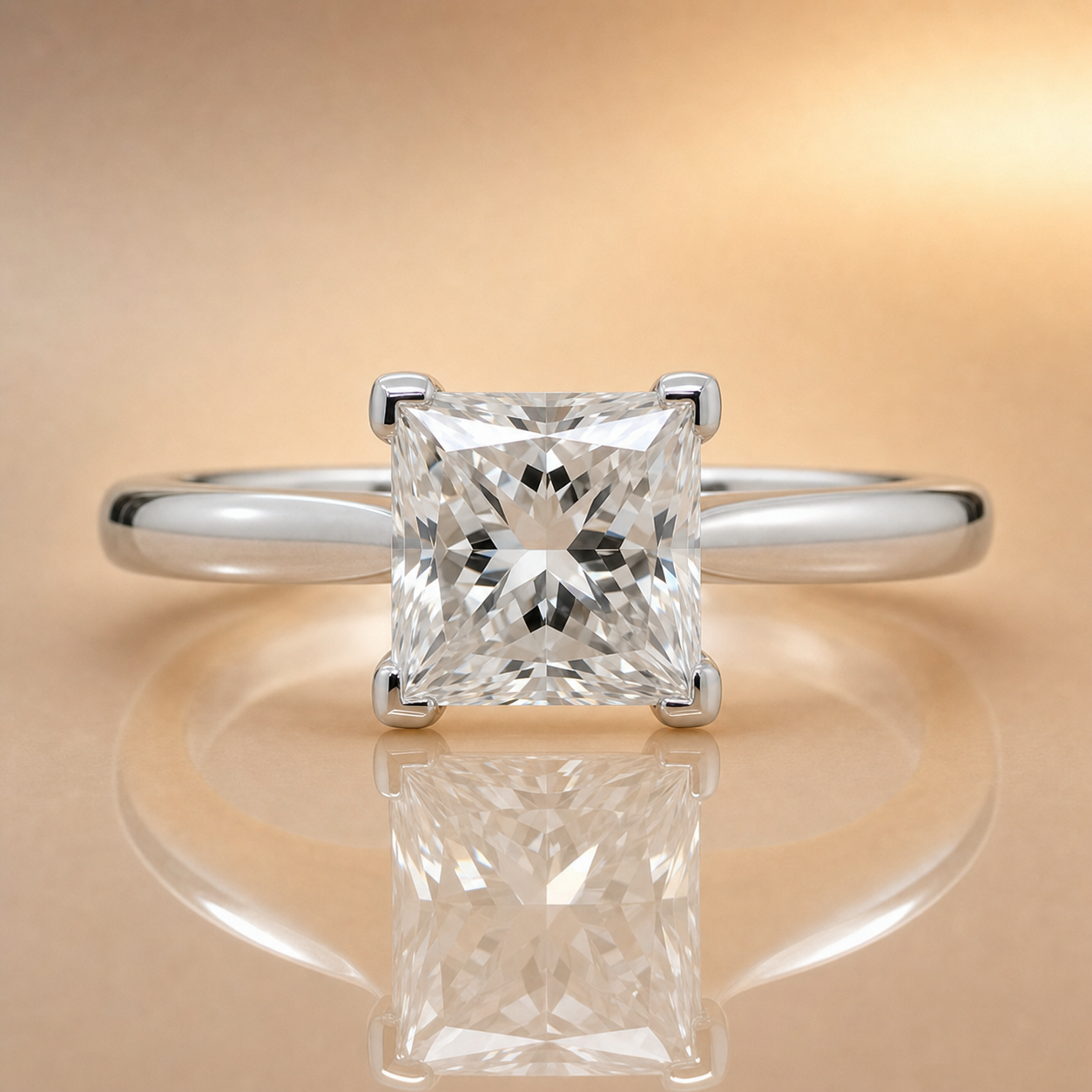 Tilly | 1.01ct Princess Cut Lab Grown Diamond Solitaire Engagement Ring | V-Claw Setting | 18ct White Gold