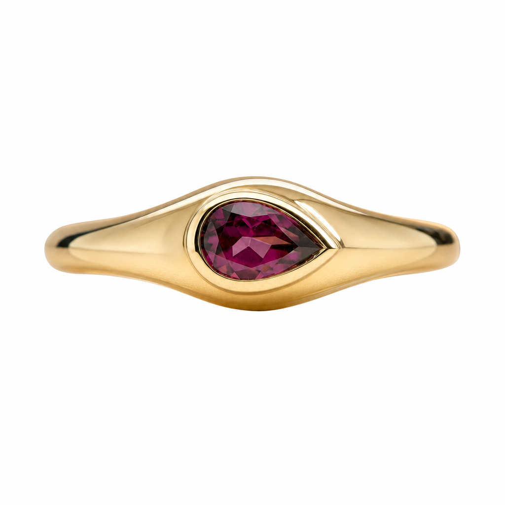 Rhodolite Garnet Ring | Pear Cut | 9ct Yellow Gold