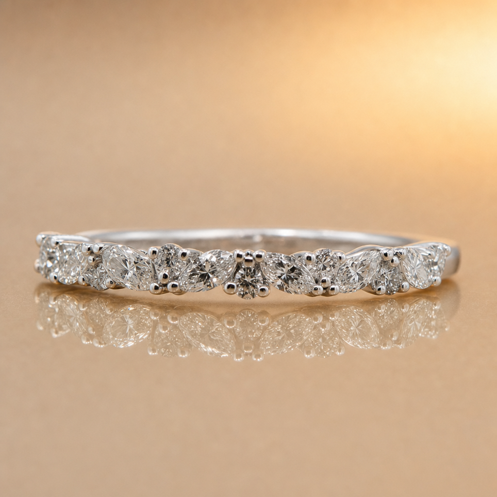 WEDDING BAND - NATURAL DIAMONDS - 18CT WHITE GOLD