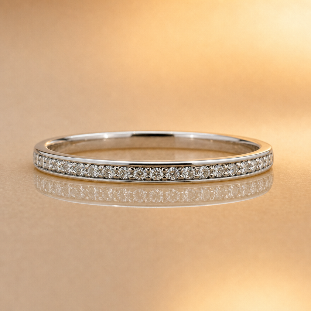 WEDDING BAND - NATURAL DIAMONDS - 9ct WHITE GOLD