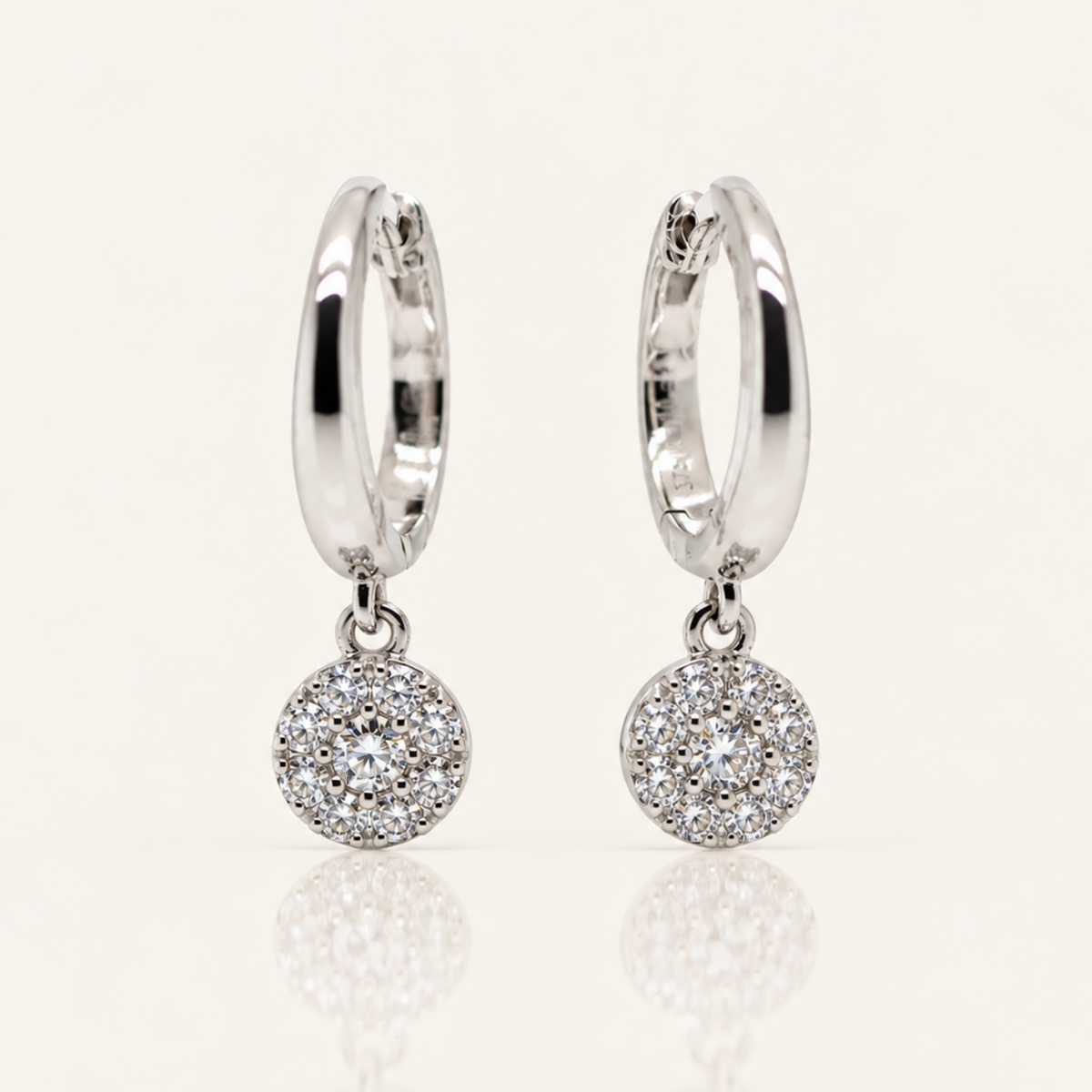 Lab Grown Diamond Cluster Drop Hoop Earrings | 0.29ct F/VS | 9ct White Gold